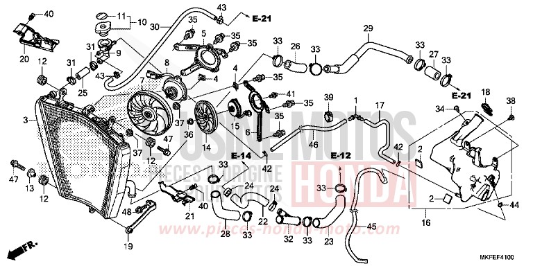 RADIATEUR von CBR1000RR "Fireblade" MAT BALLISTIC BLACK METALLIC (NHA86) von 2019